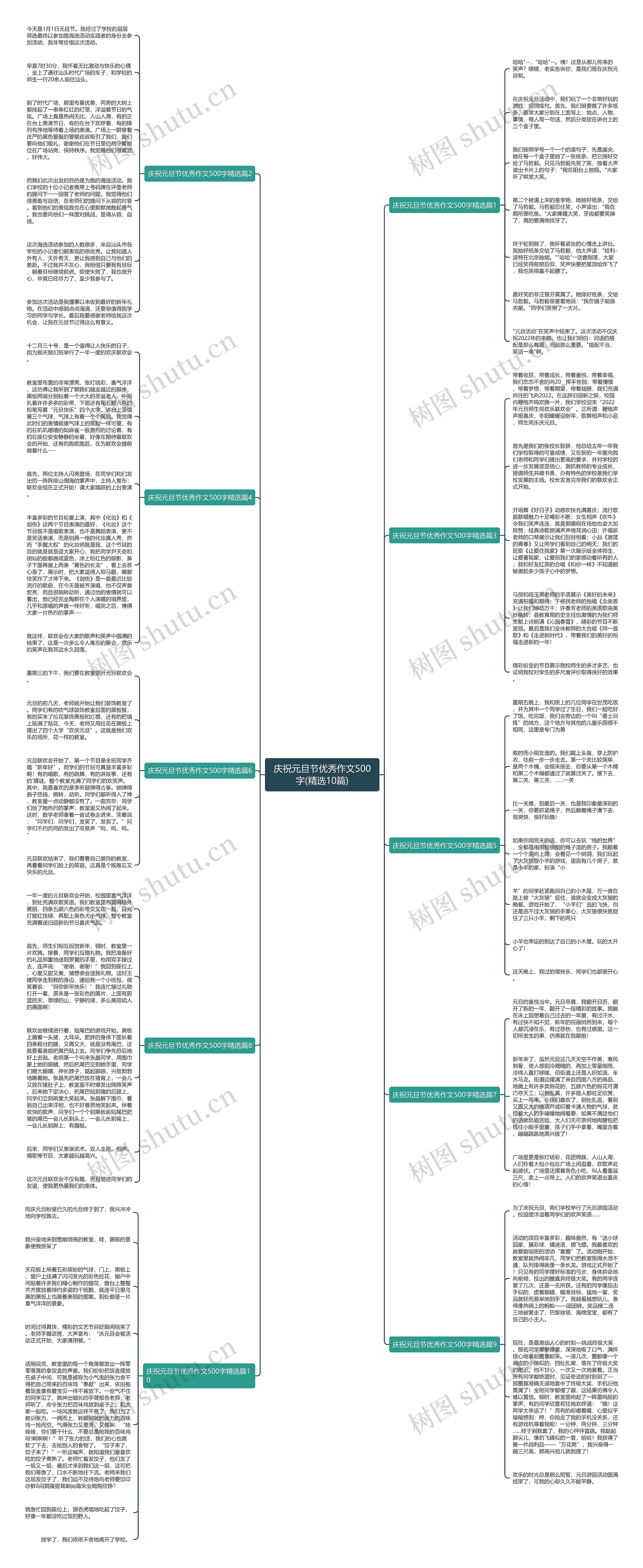 庆祝元旦节优秀作文500字(精选10篇)思维导图