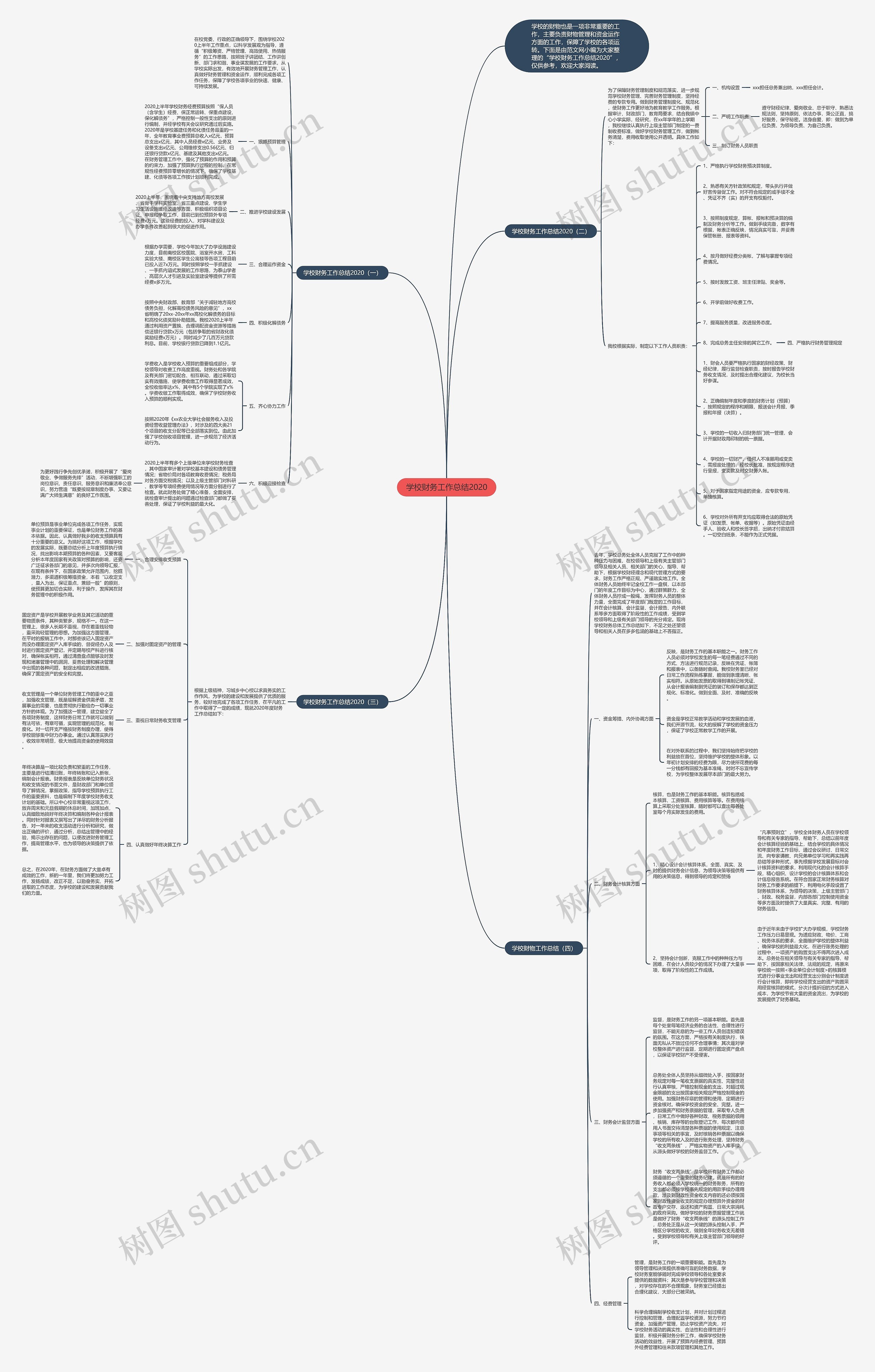 学校财务工作总结2020思维导图