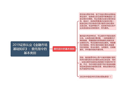 2019证券从业《金融市场基础知识》：委托指令的基本类别