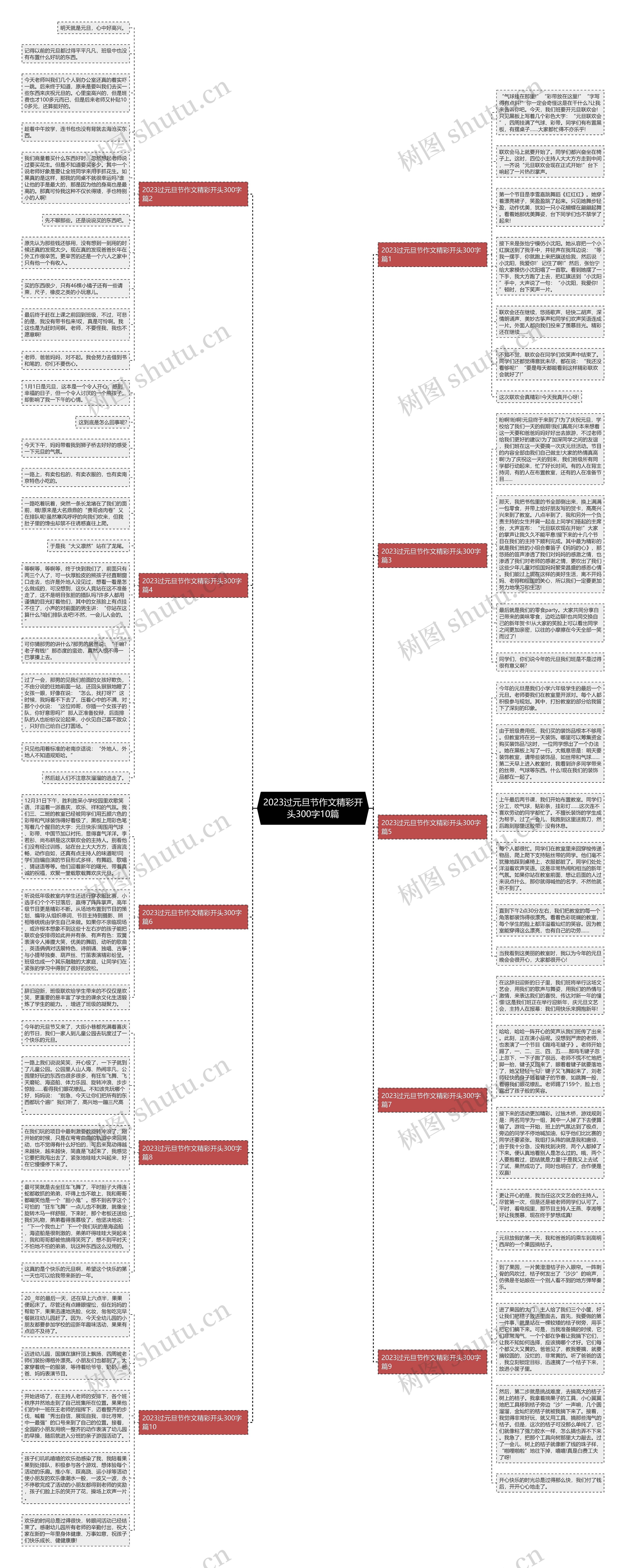 2023过元旦节作文精彩开头300字10篇思维导图