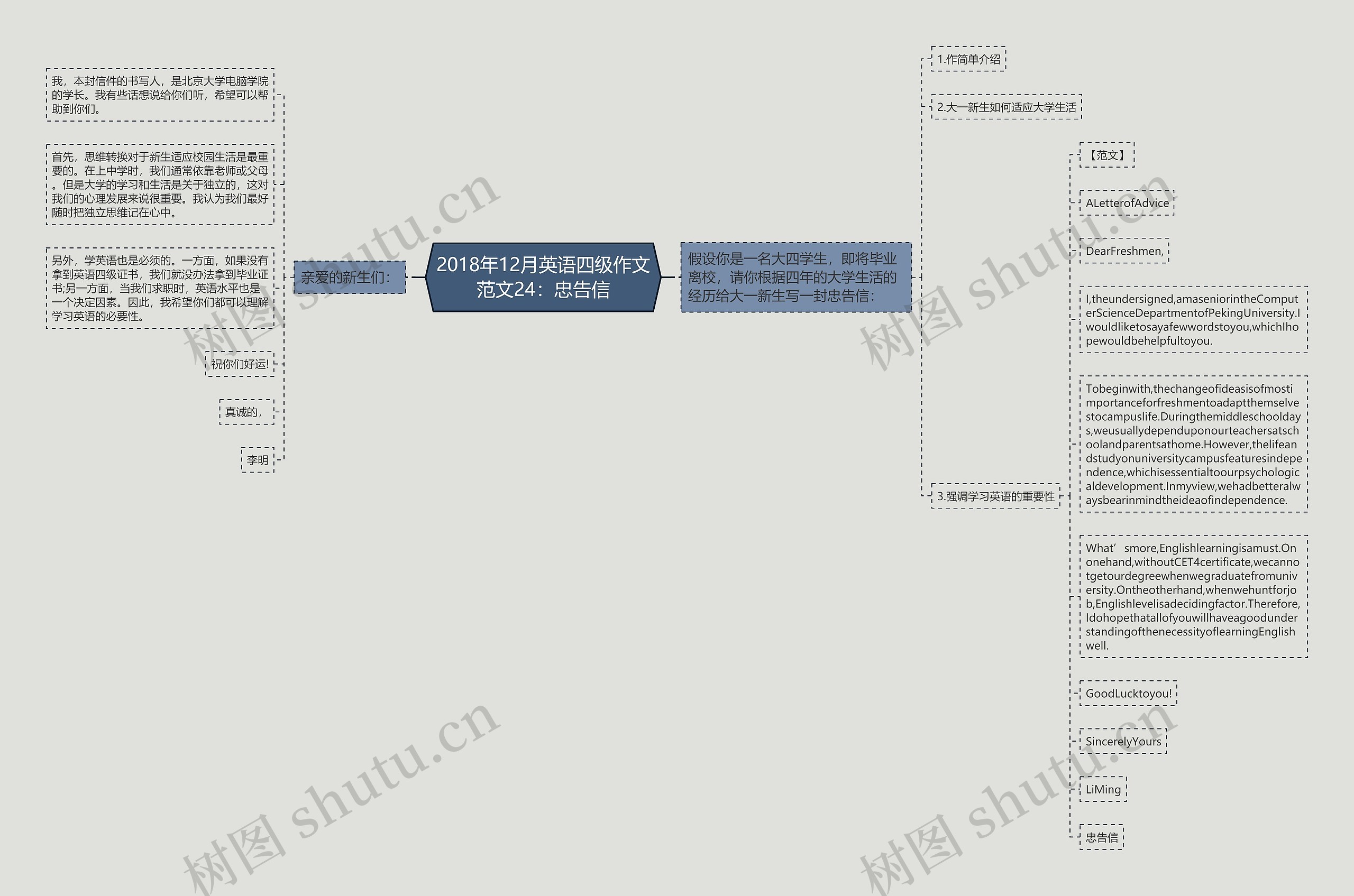 2018年12月英语四级作文范文24：忠告信思维导图