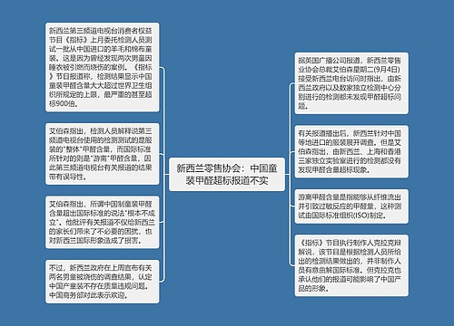 新西兰零售协会：中国童装甲醛超标报道不实