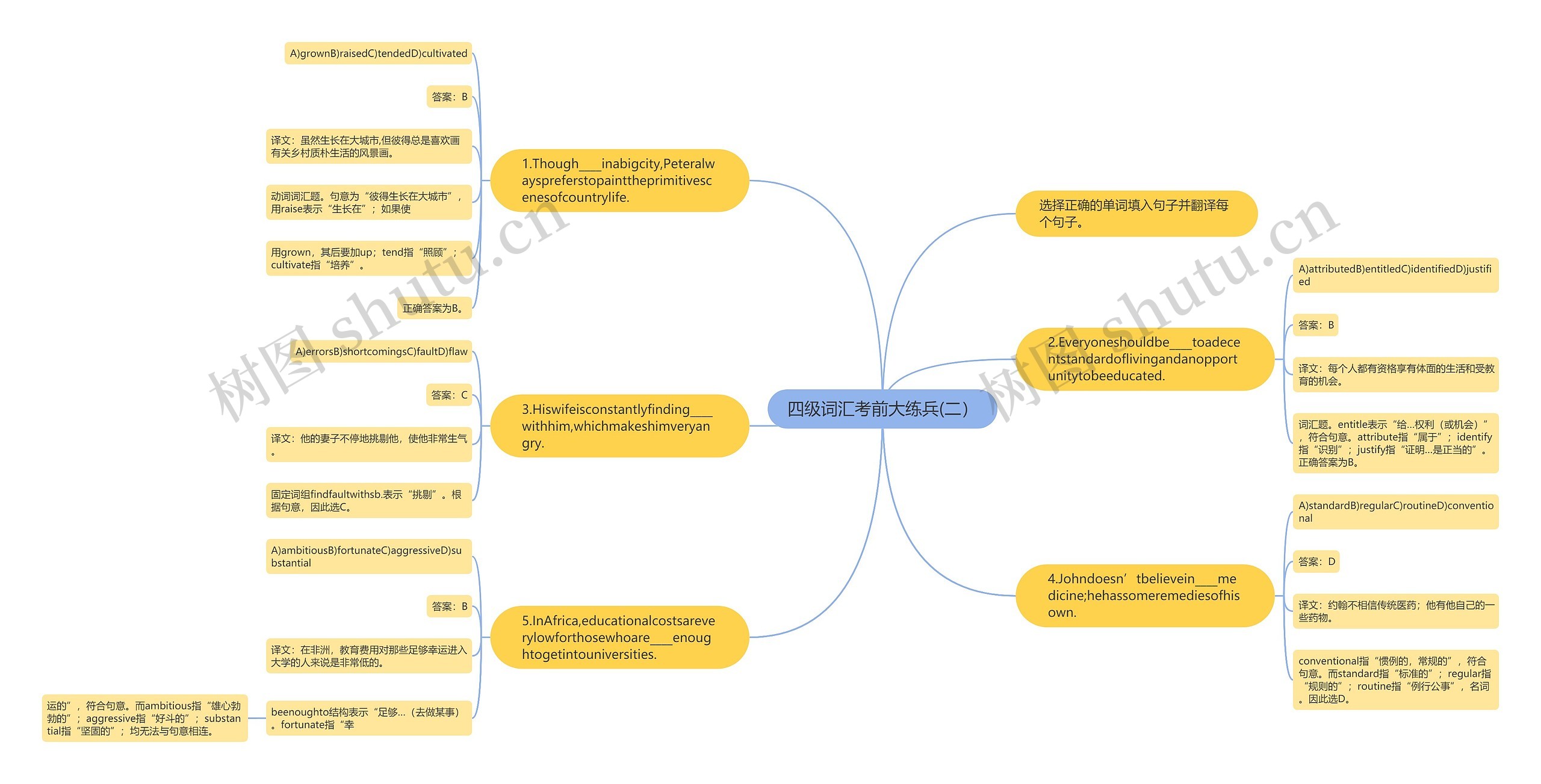 四级词汇考前大练兵(二）思维导图