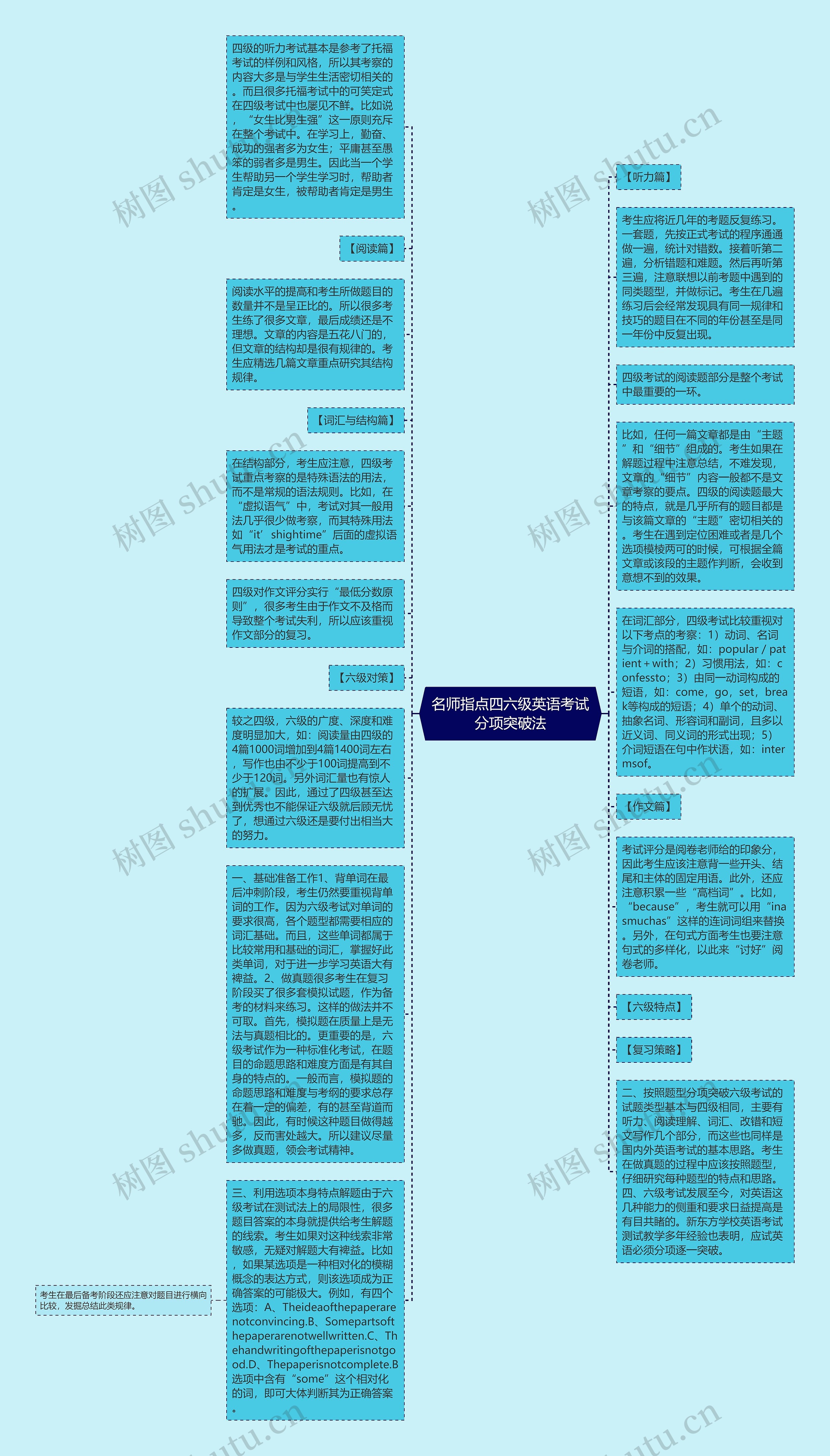 名师指点四六级英语考试分项突破法思维导图