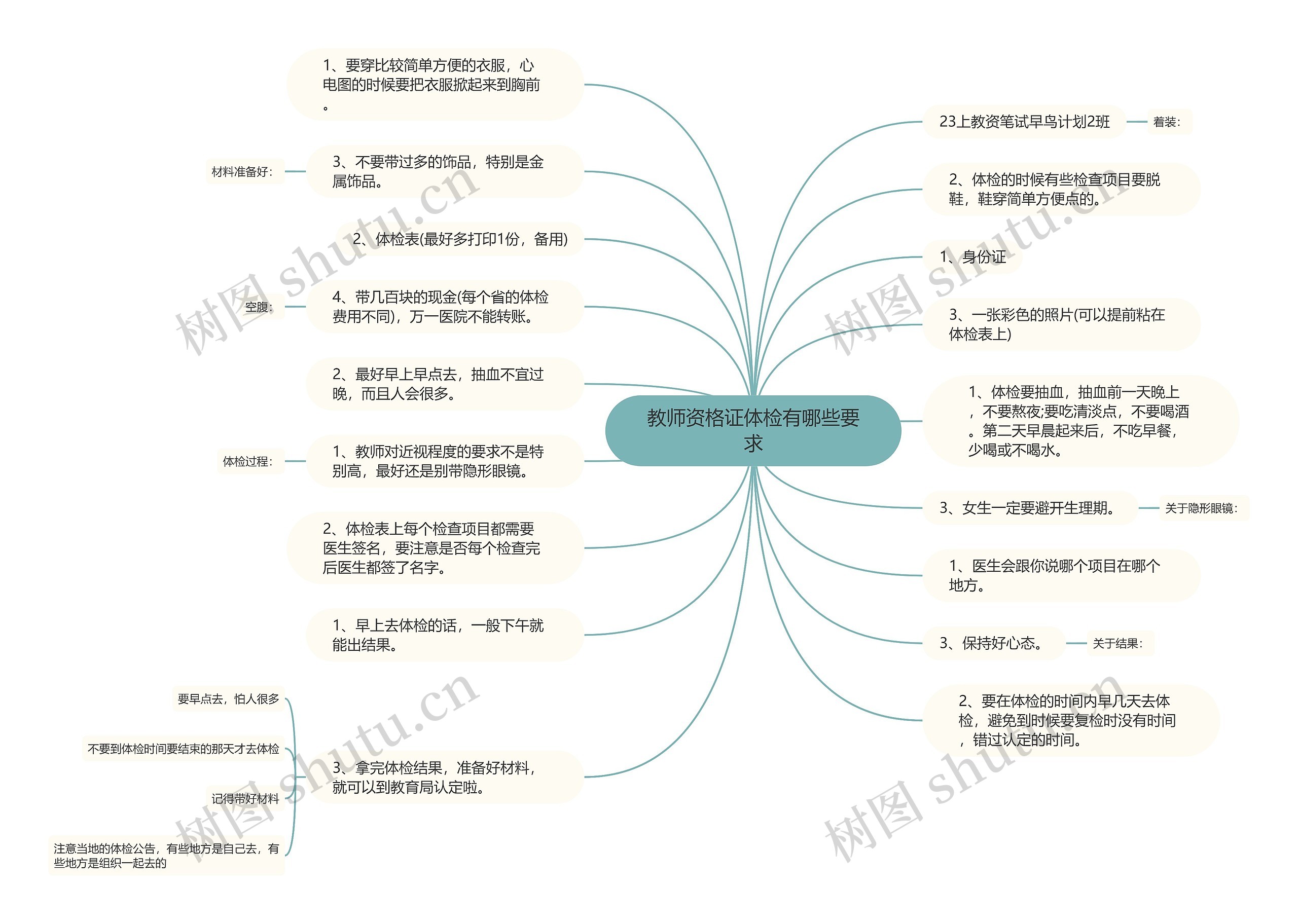 教师资格证体检有哪些要求思维导图