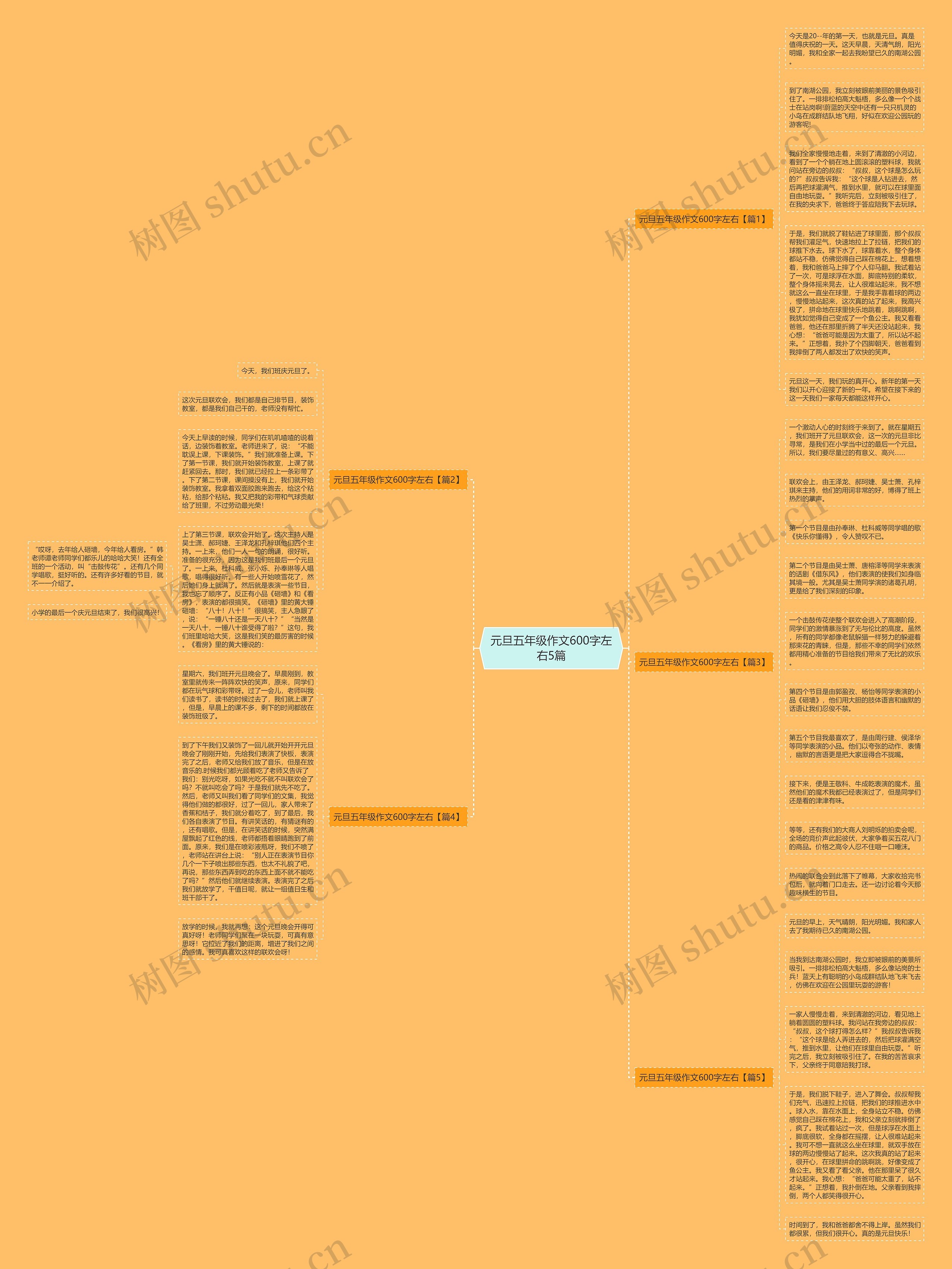 元旦五年级作文600字左右5篇思维导图