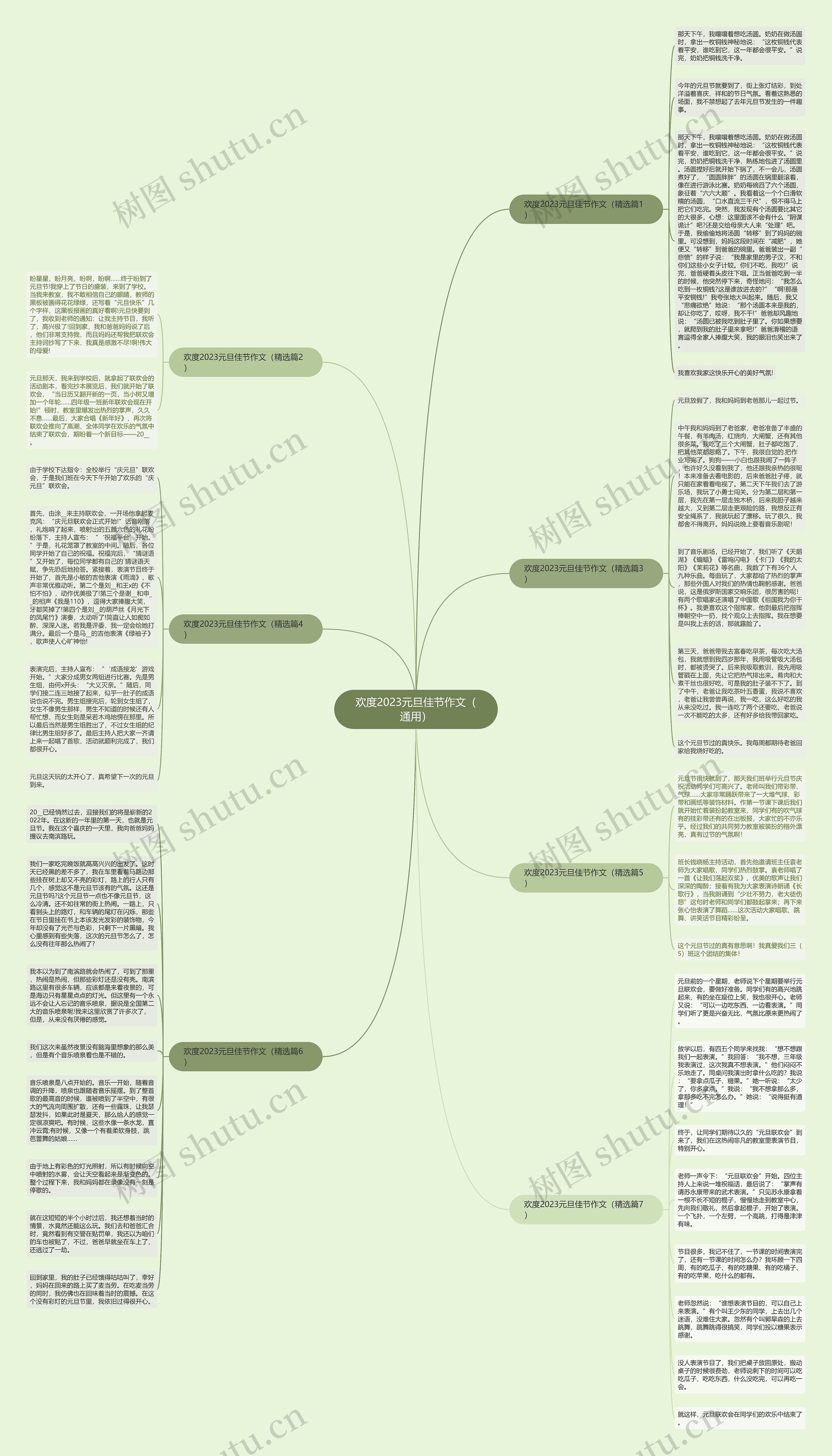 欢度2023元旦佳节作文（通用）思维导图
