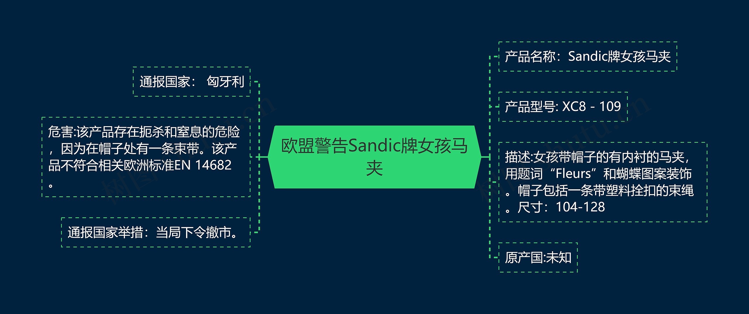 欧盟警告Sandic牌女孩马夹思维导图