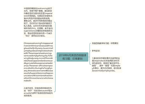 2018年6月英语四级翻译练习题：印章篆刻