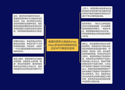 美国巴西带头挽救&amp;nbsp;多哈谈判或现转机|||北京WTO事务信息网