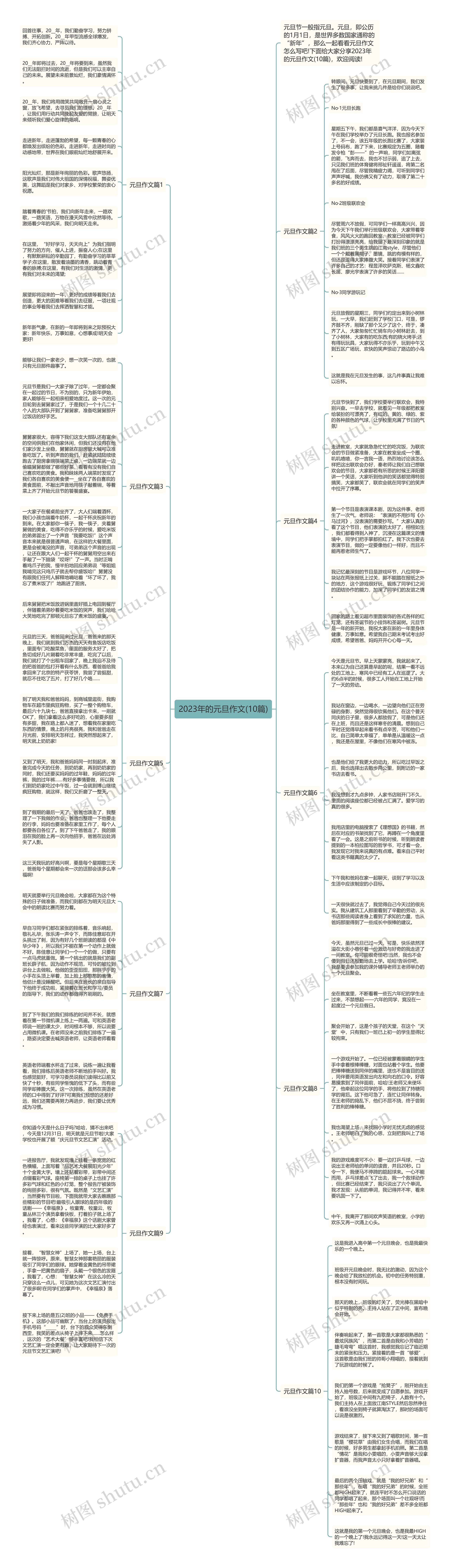 2023年的元旦作文(10篇)思维导图