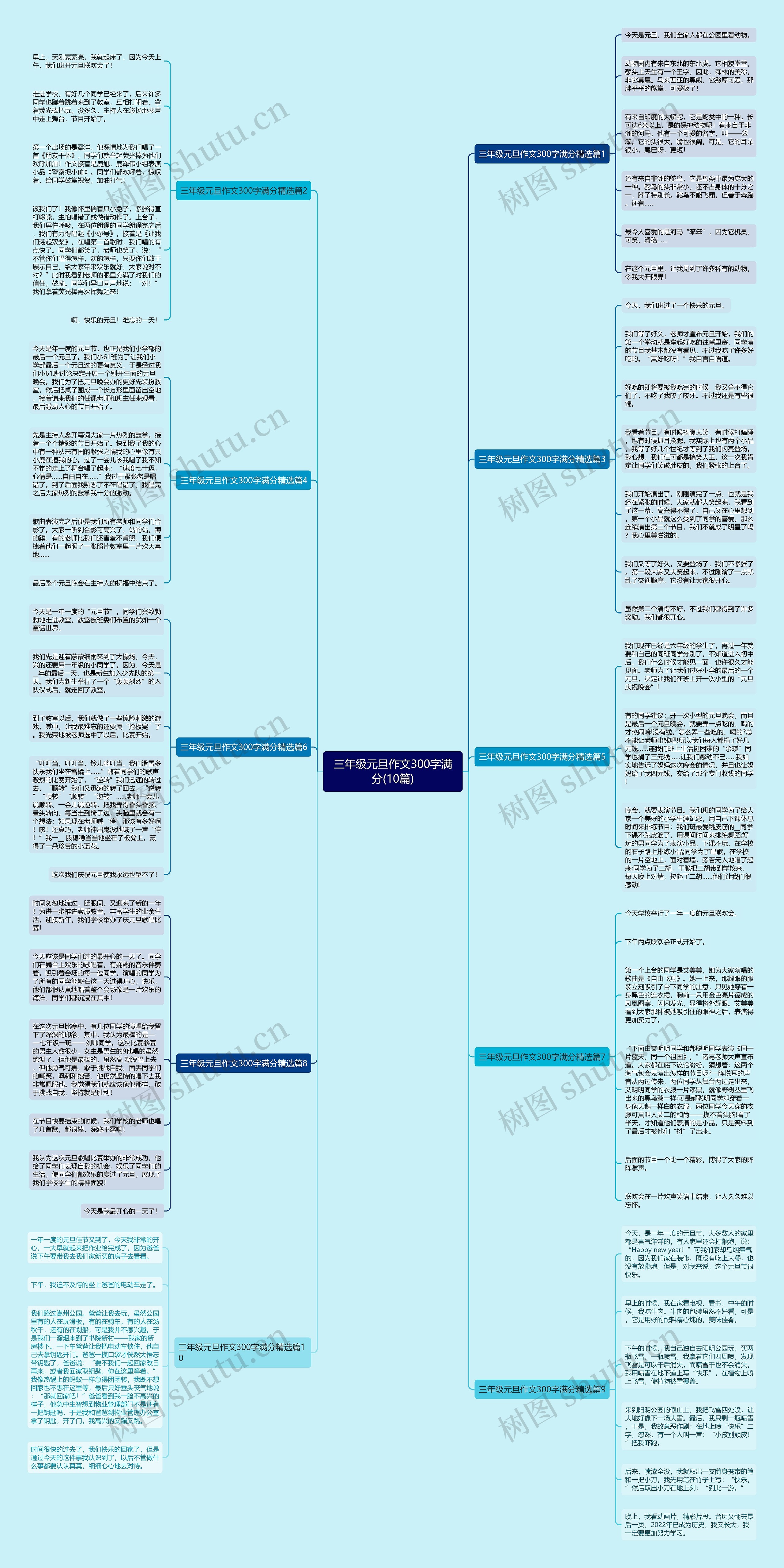 三年级元旦作文300字满分(10篇)思维导图