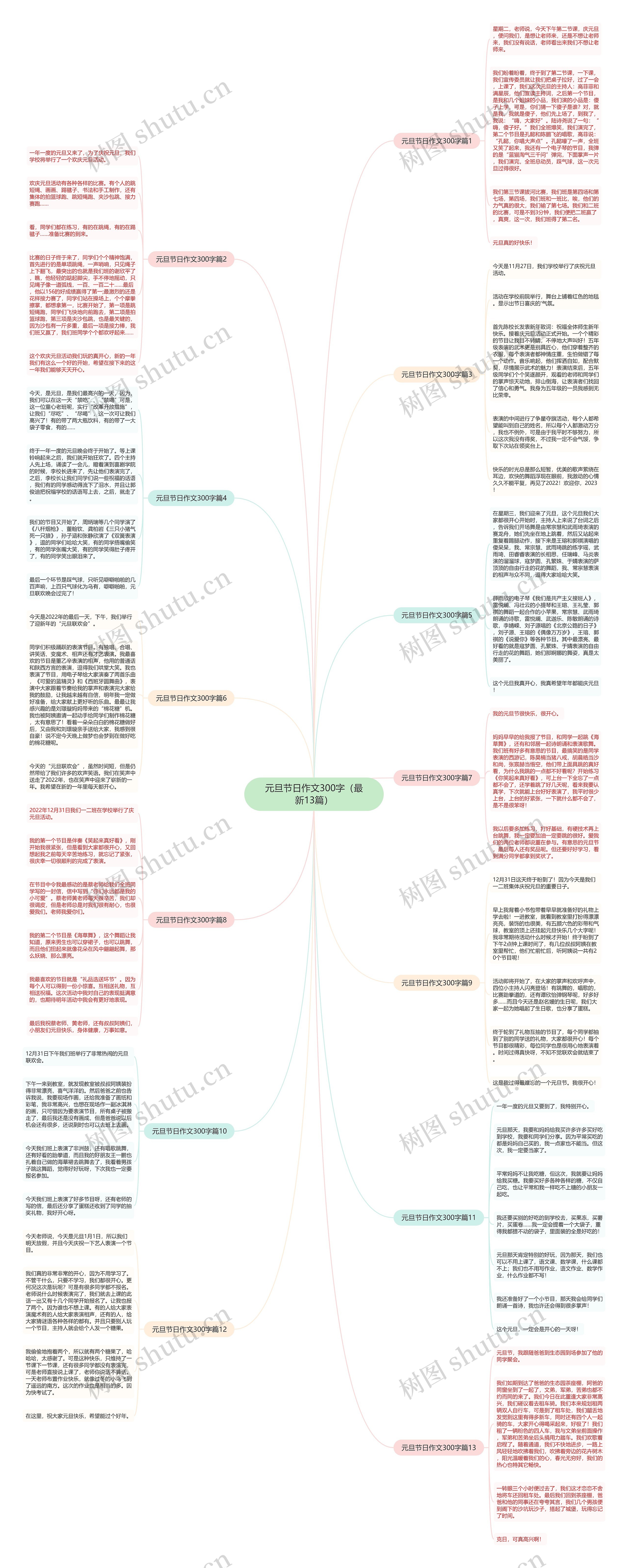 元旦节日作文300字（最新13篇）思维导图