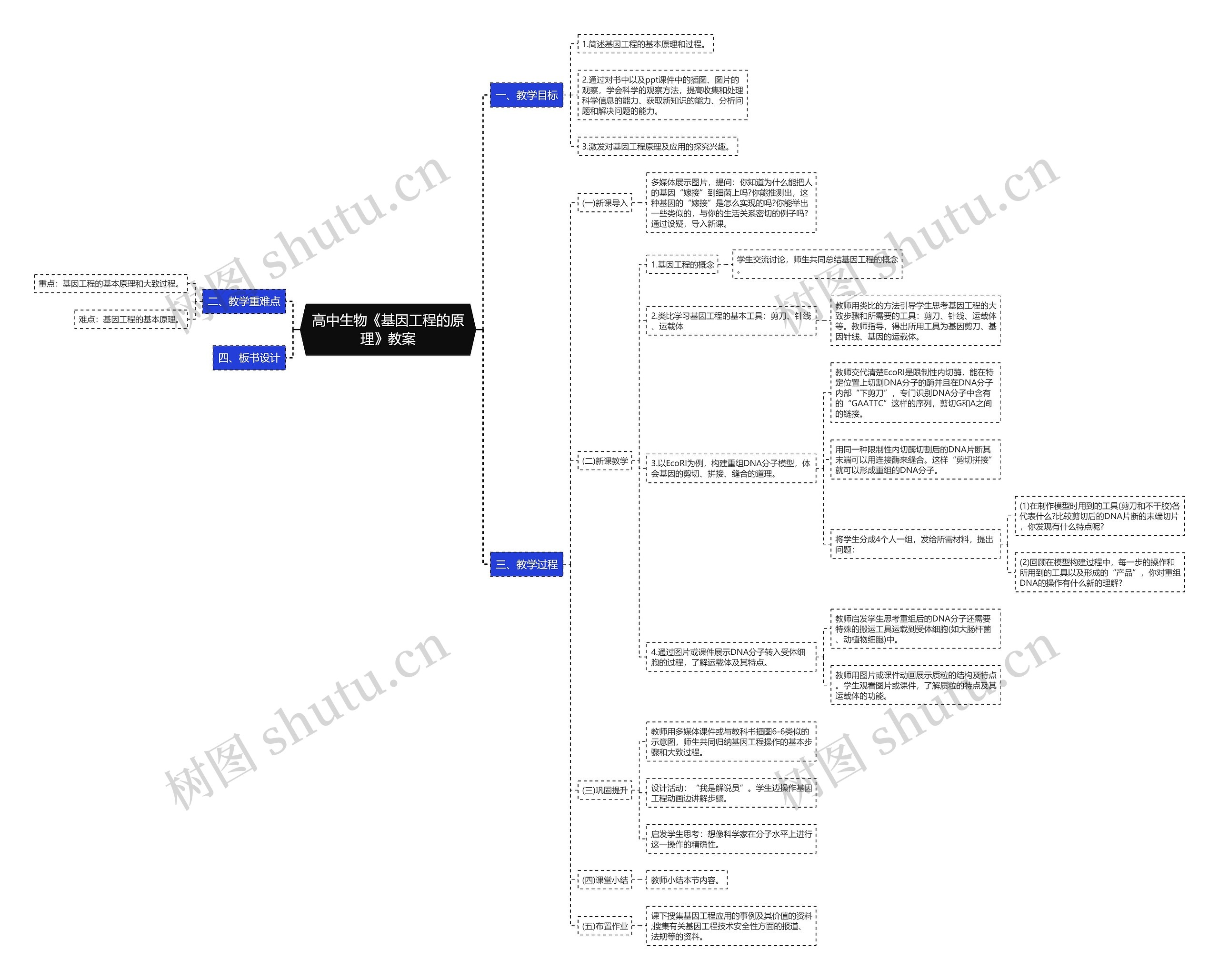 高中生物《基因工程的原理》教案思维导图