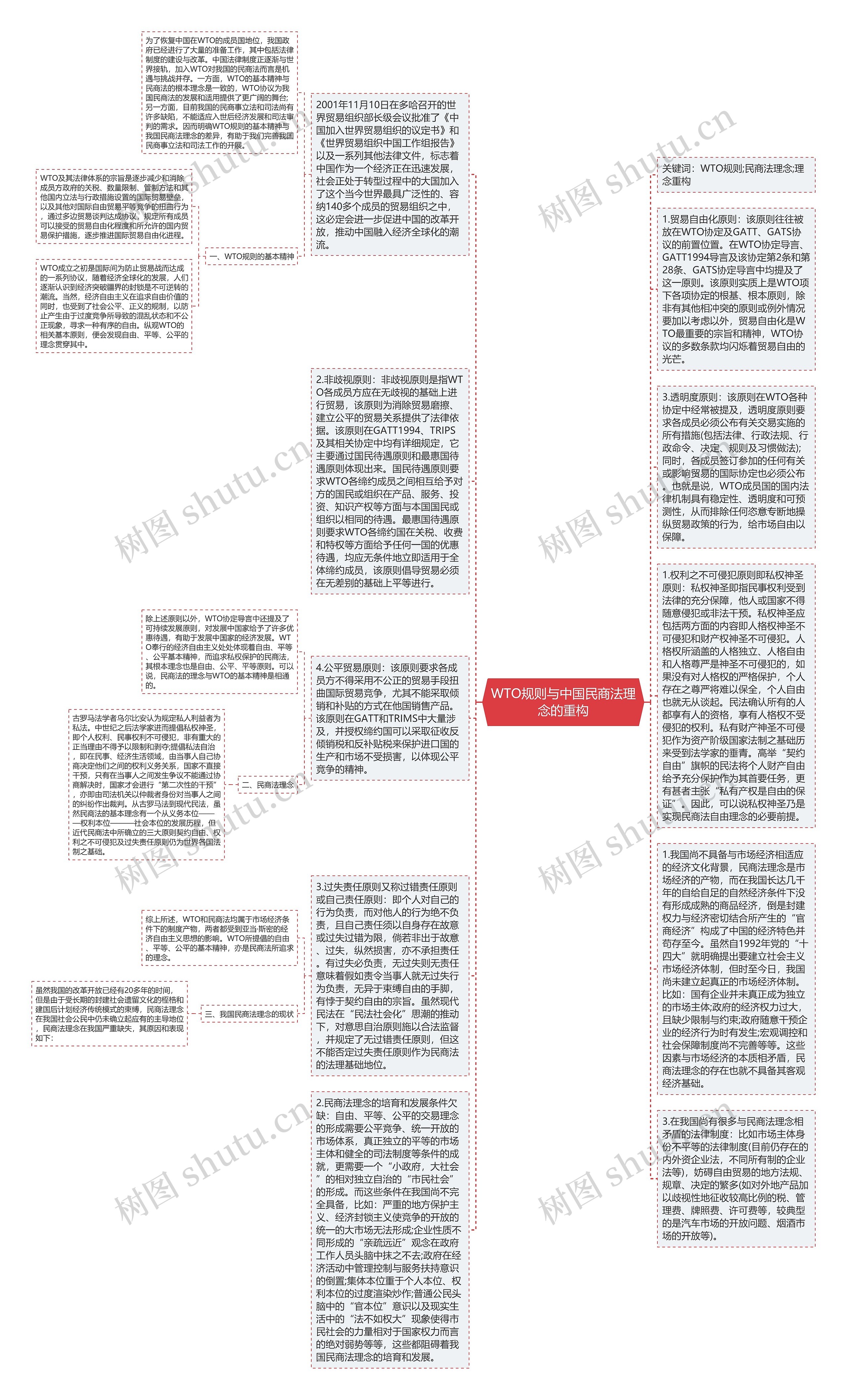 WTO规则与中国民商法理念的重构思维导图