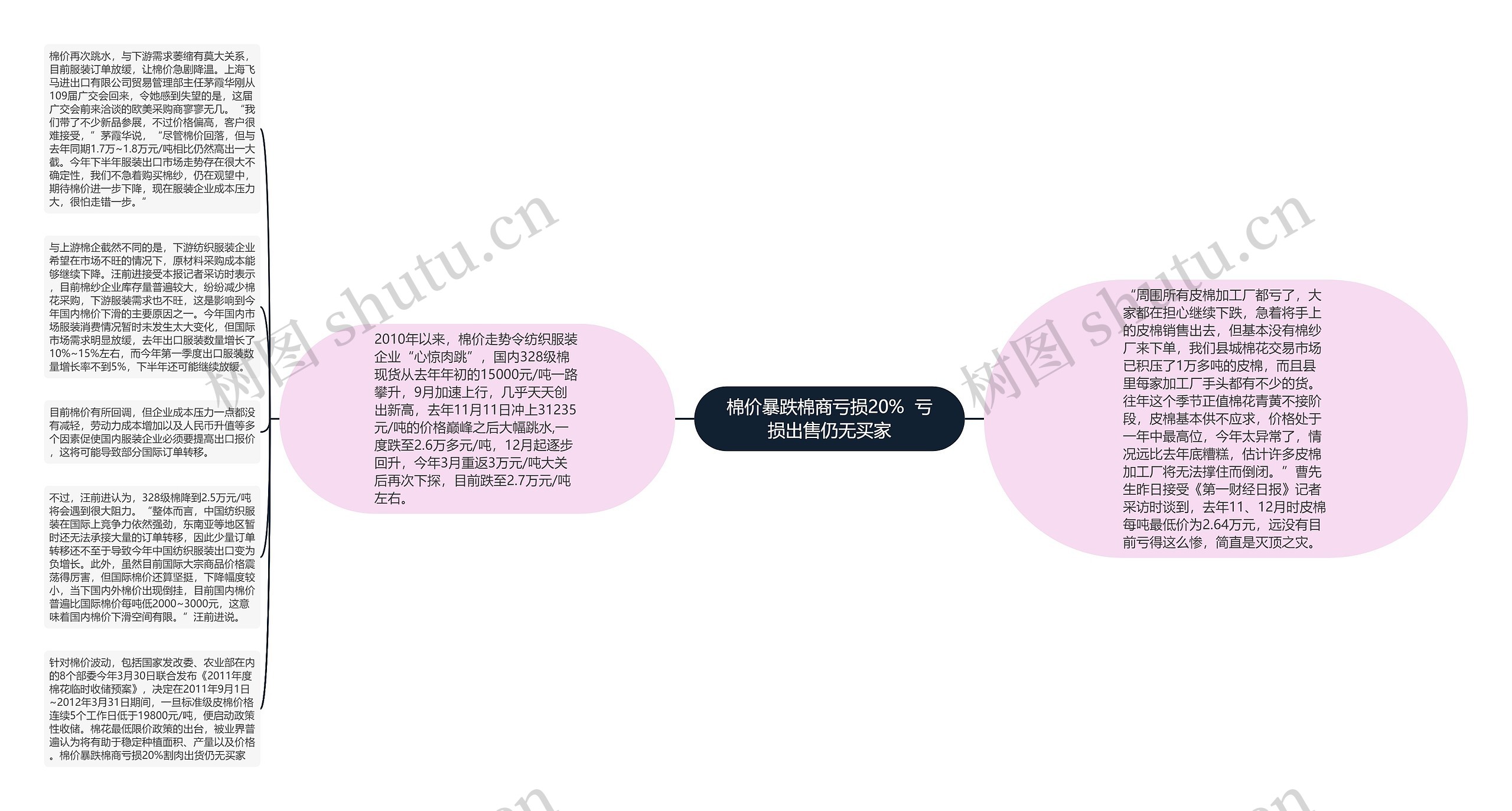 棉价暴跌棉商亏损20%  亏损出售仍无买家思维导图