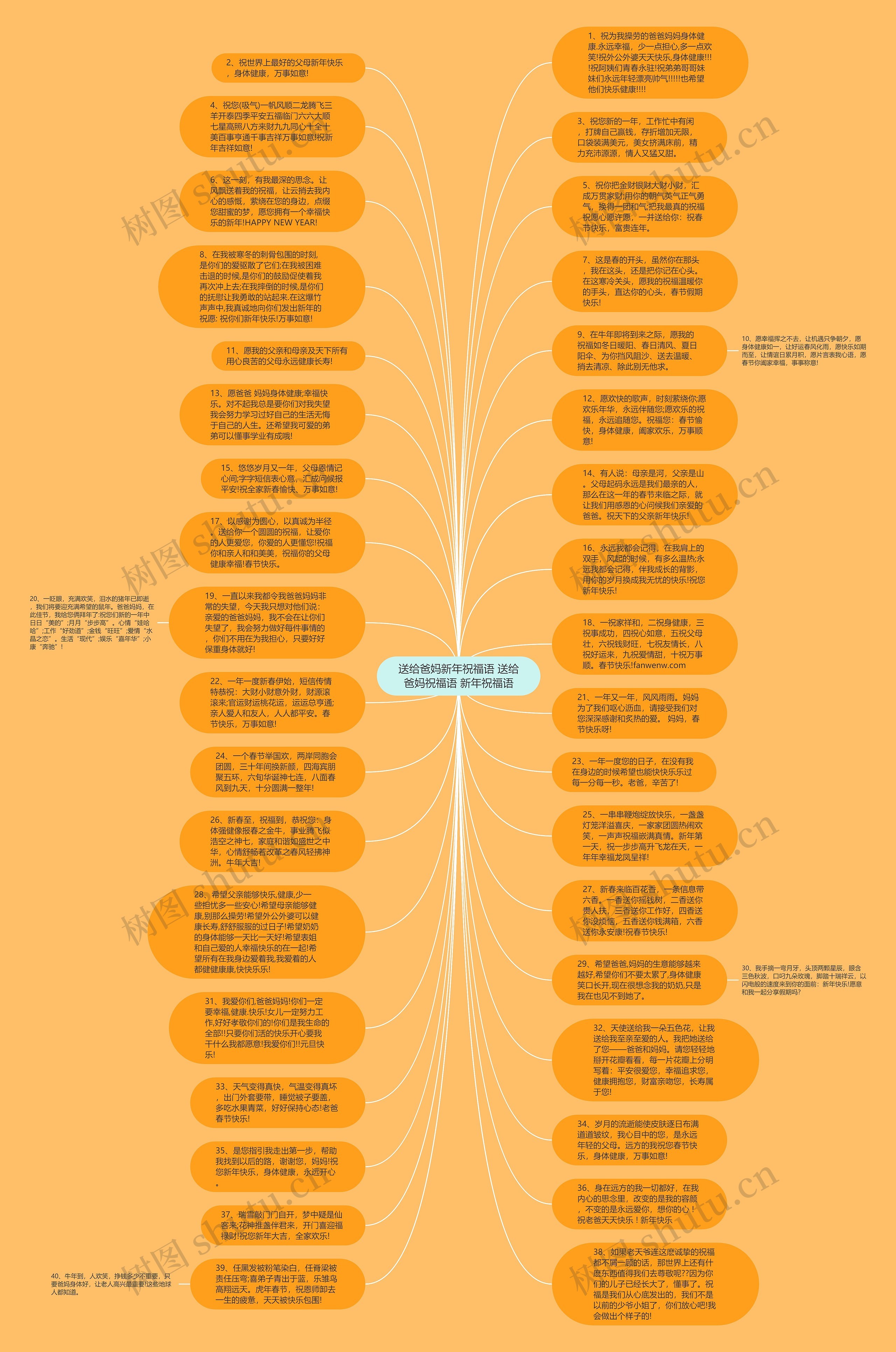 送给爸妈新年祝福语 送给爸妈祝福语 新年祝福语思维导图