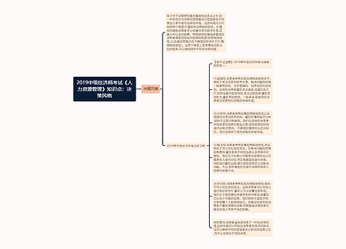 2019中级经济师考试《人力资源管理》知识点：决策风格