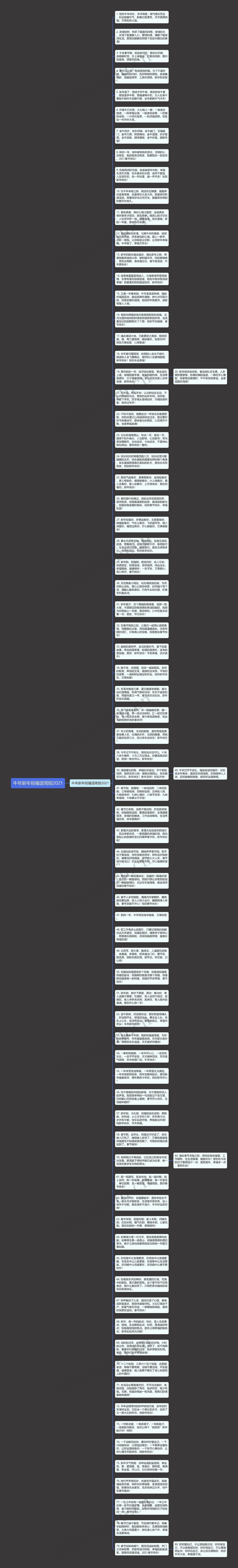 牛年新年祝福语简短2021思维导图