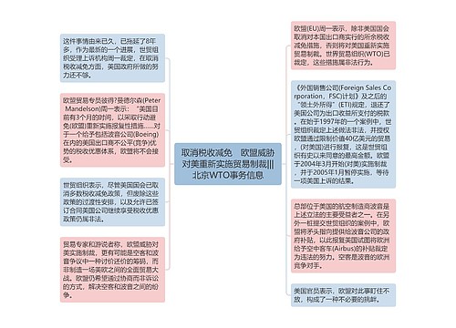 取消税收减免　欧盟威胁对美重新实施贸易制裁|||北京WTO事务信息