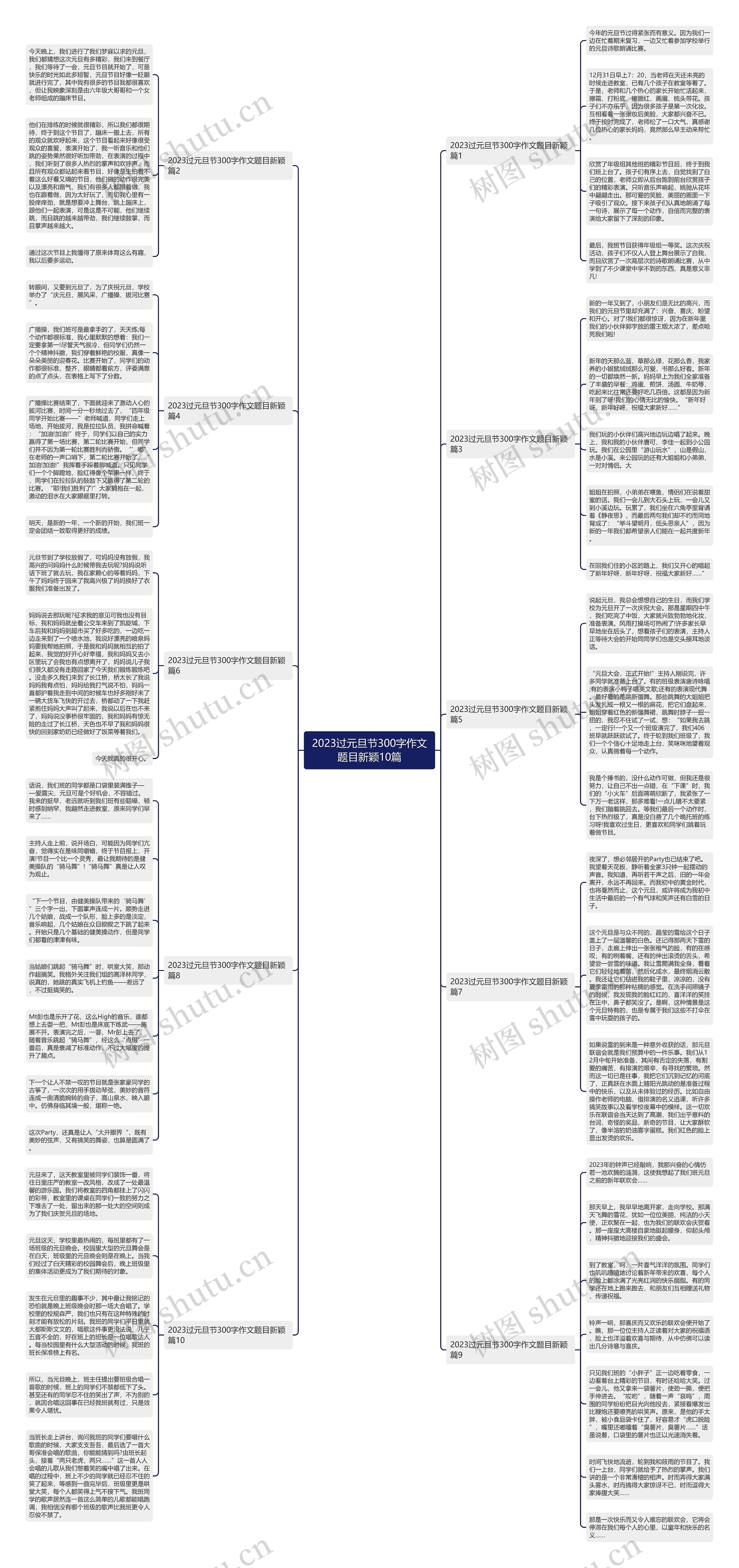 2023过元旦节300字作文题目新颖10篇思维导图