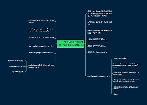         	英语六级翻译美文欣赏：爱是幸福生活的钥匙