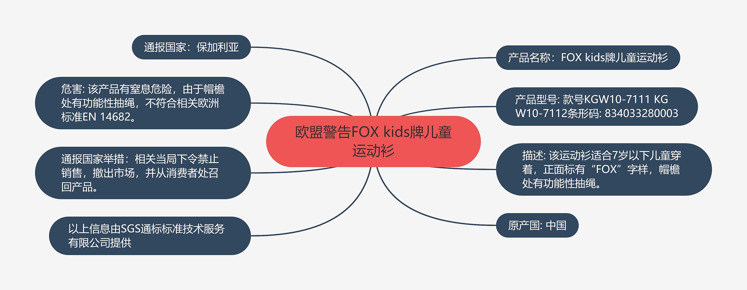 欧盟警告FOX kids牌儿童运动衫