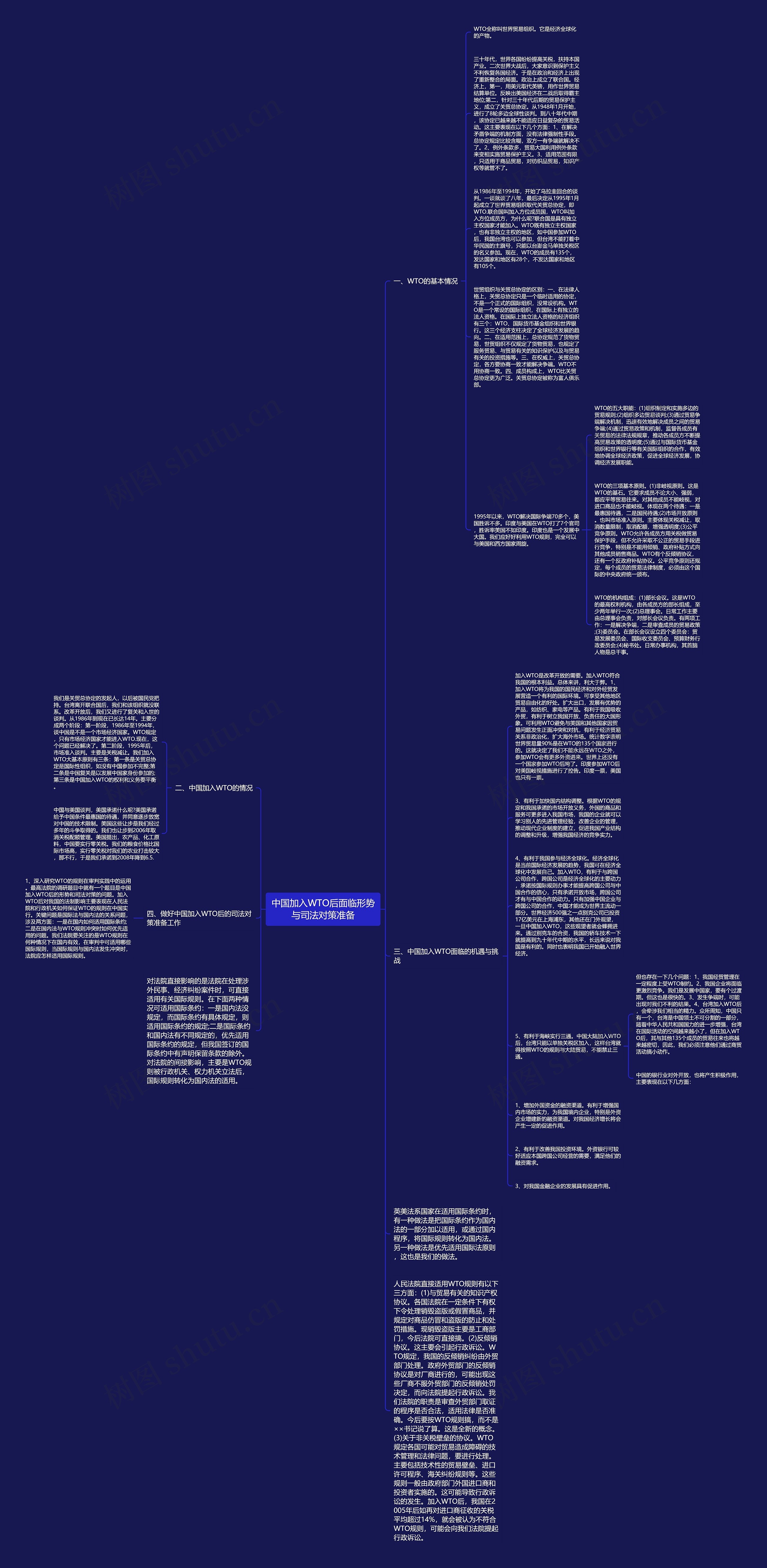 中国加入WTO后面临形势与司法对策准备思维导图