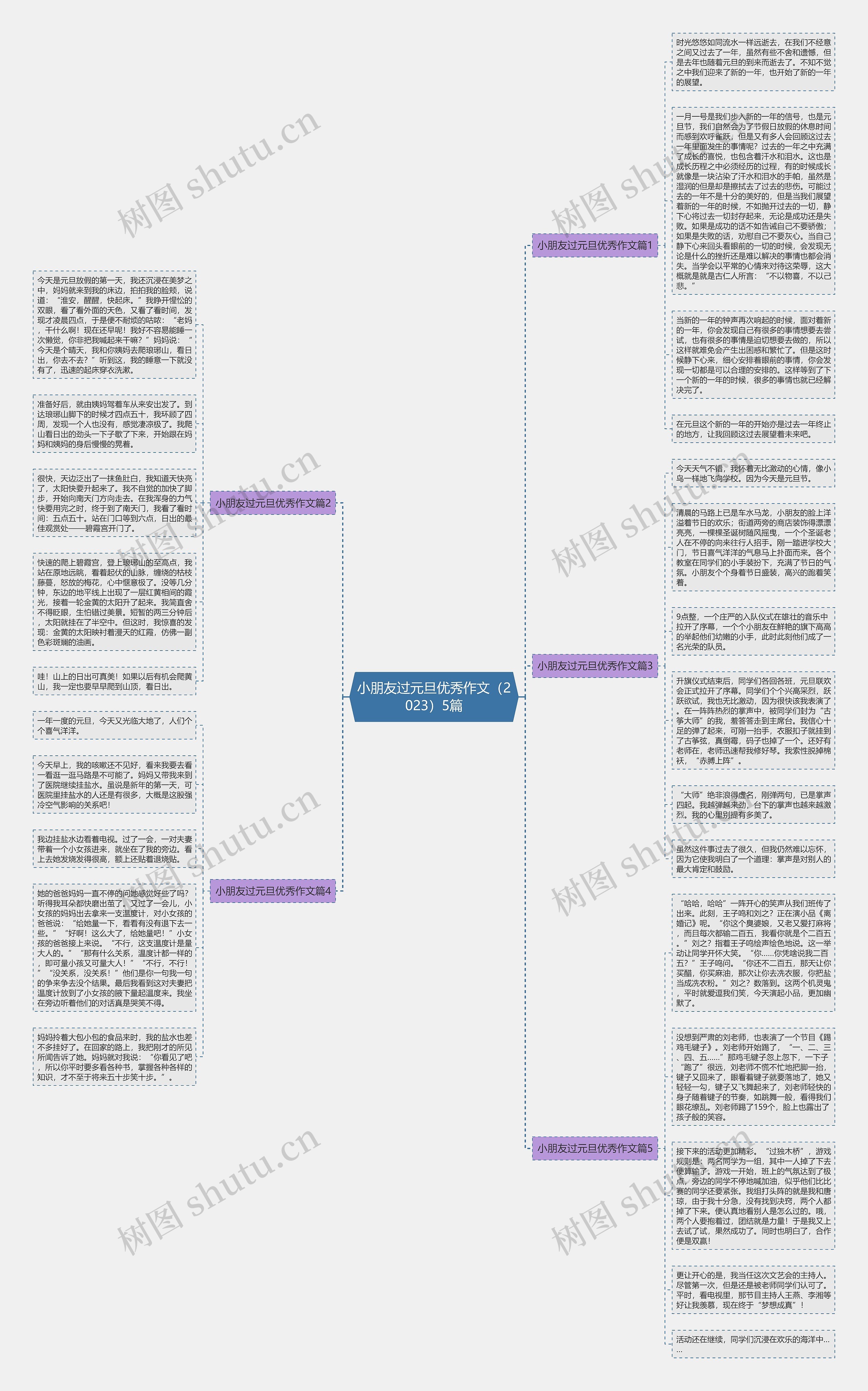 小朋友过元旦优秀作文（2023）5篇思维导图