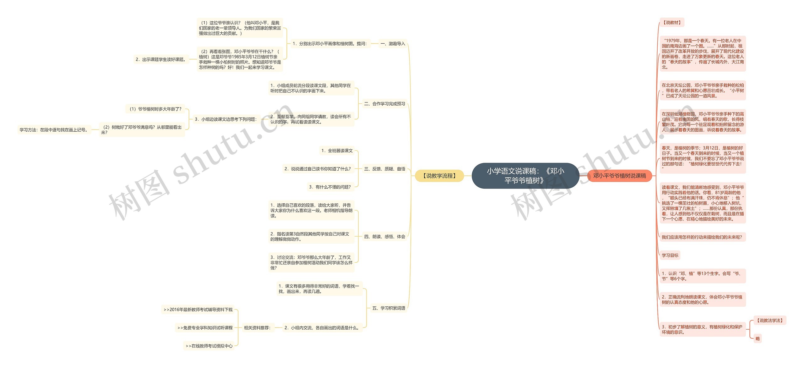 小学语文说课稿：《邓小平爷爷植树》思维导图