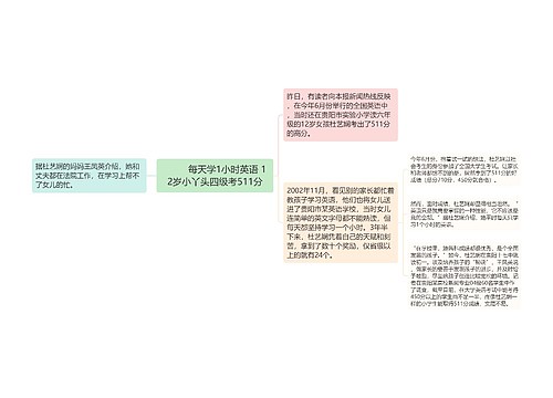         	每天学1小时英语 12岁小丫头四级考511分