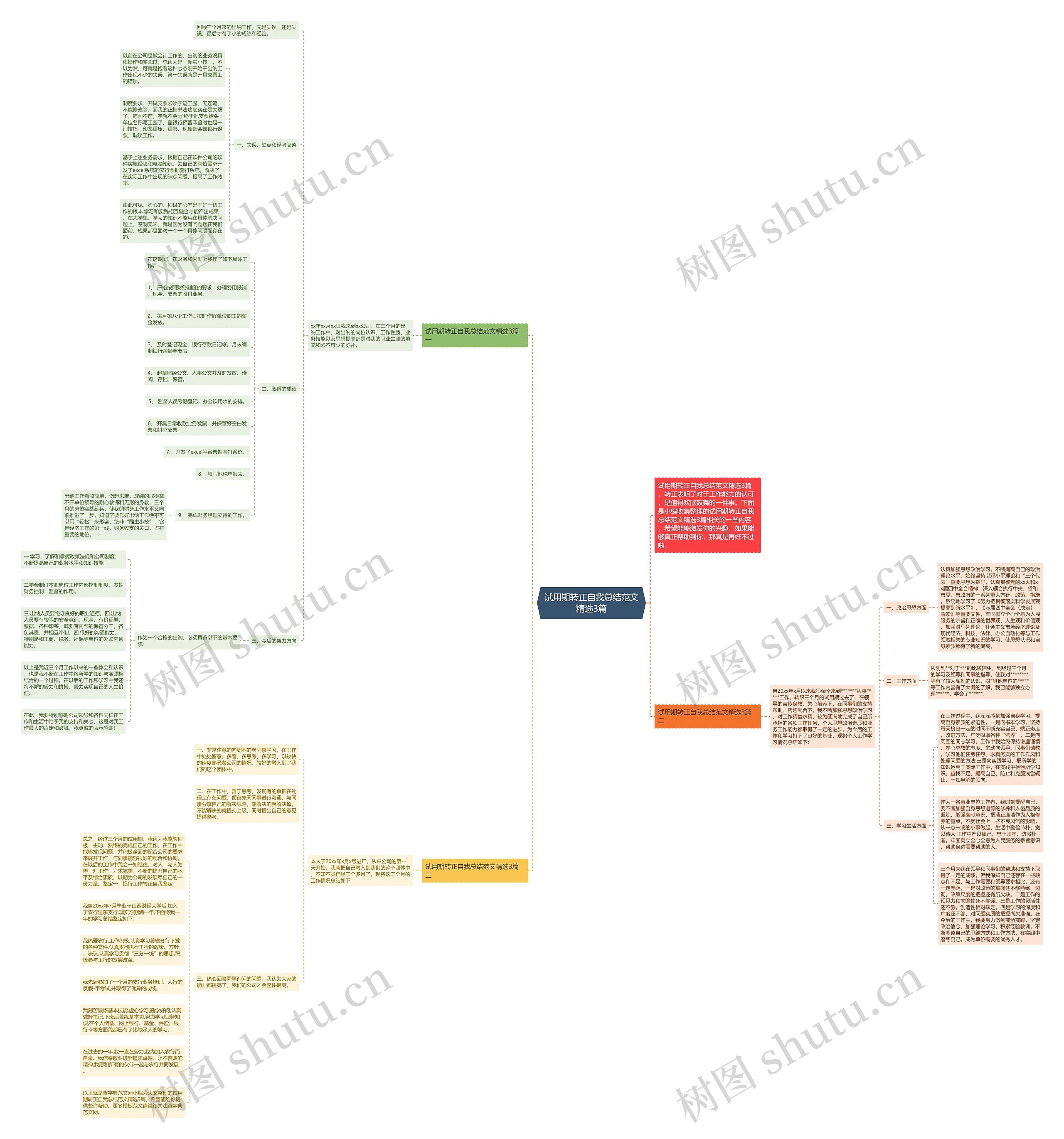 试用期转正自我总结范文精选3篇思维导图