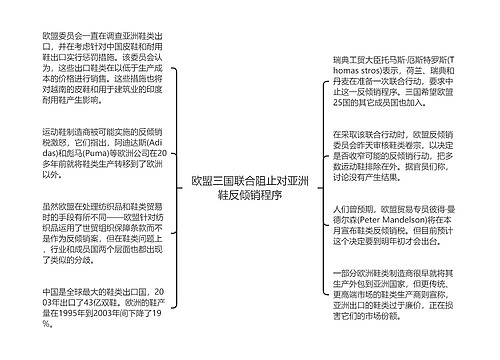 欧盟三国联合阻止对亚洲鞋反倾销程序