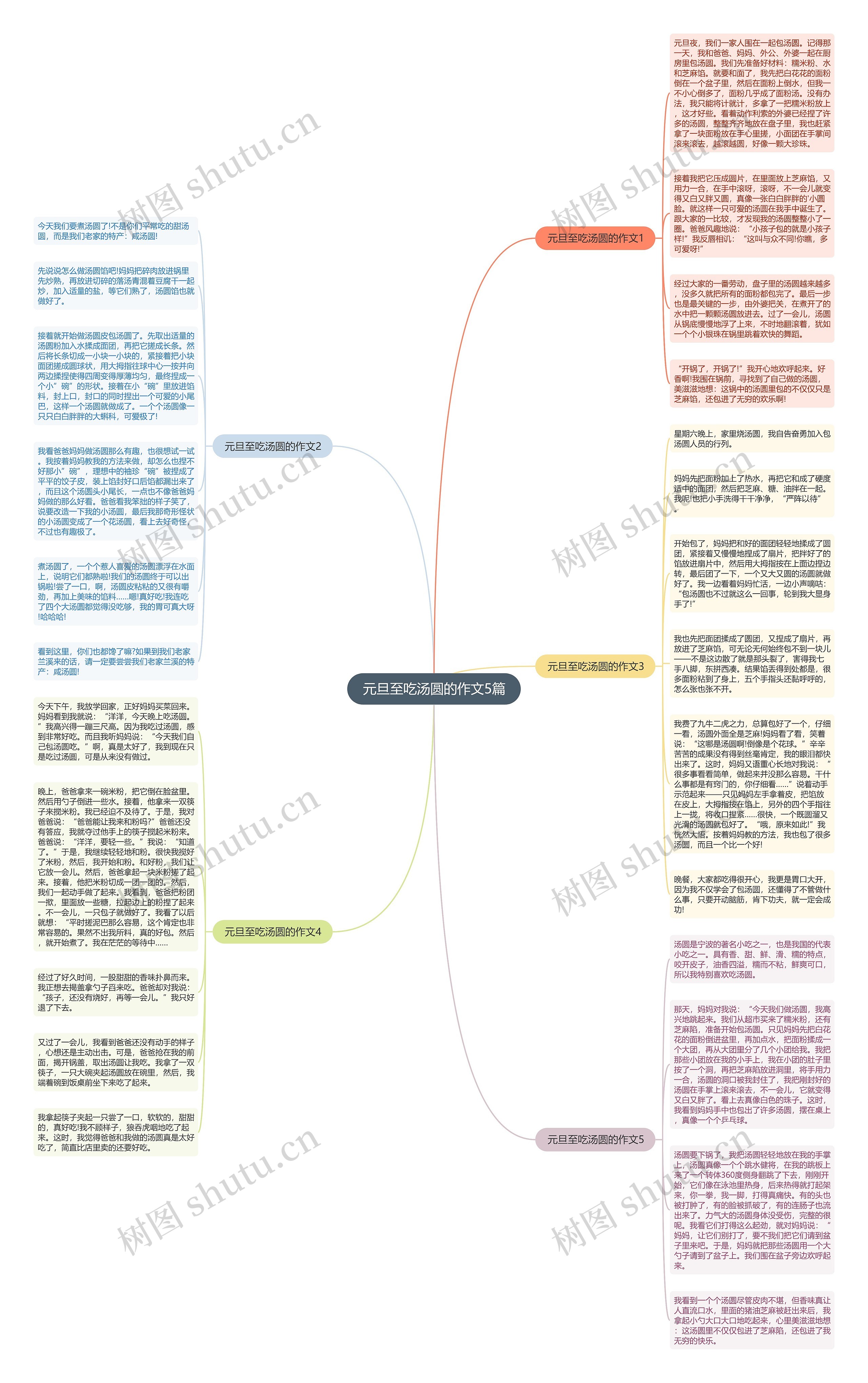 元旦至吃汤圆的作文5篇思维导图