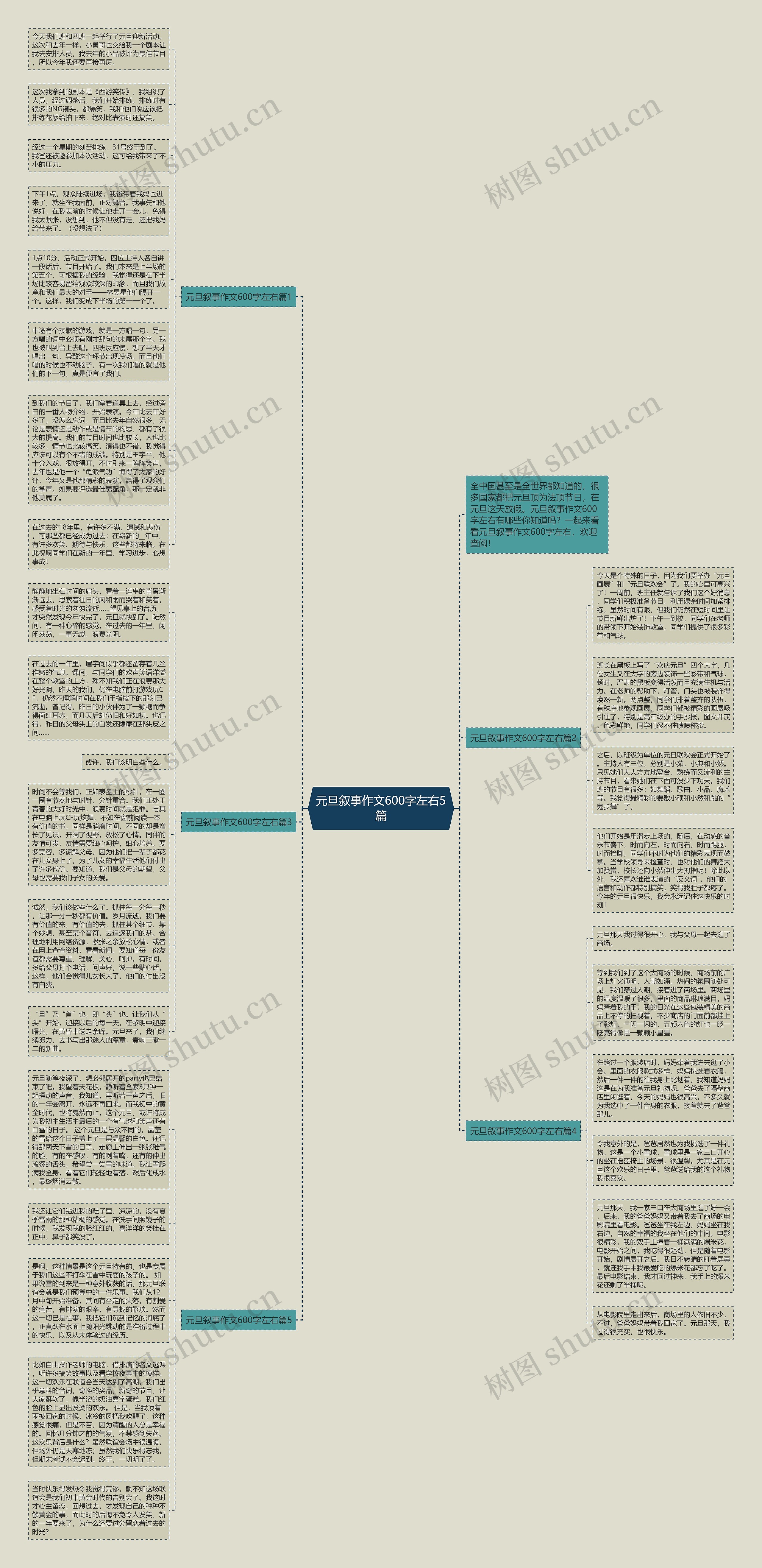 元旦叙事作文600字左右5篇思维导图