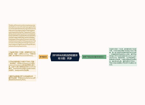 2018年6月英语四级翻译练习题：风筝