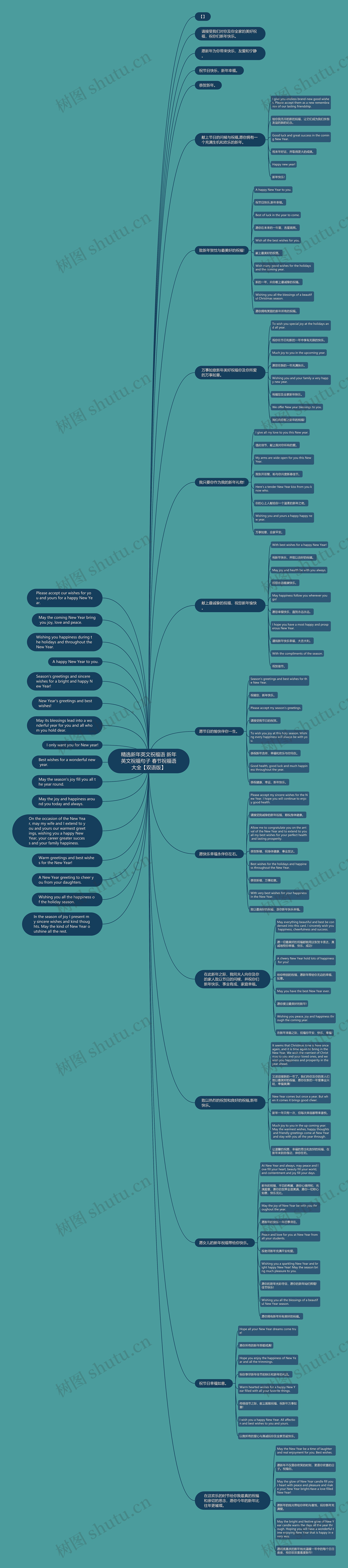 精选新年英文祝福语 新年英文祝福句子 春节祝福语大全【双语版】思维导图