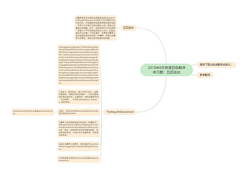 2018年6月英语四级翻译练习题：五四运动