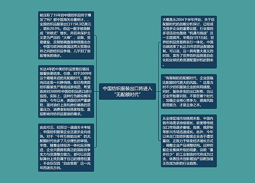 中国纺织服装出口将进入“无配额时代”