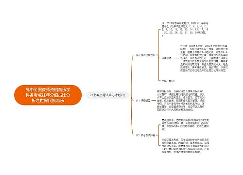 高中全国教师资格音乐学科各考点往年分值占比分析之世界民族音乐