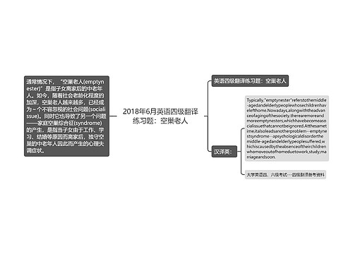 2018年6月英语四级翻译练习题：空巢老人