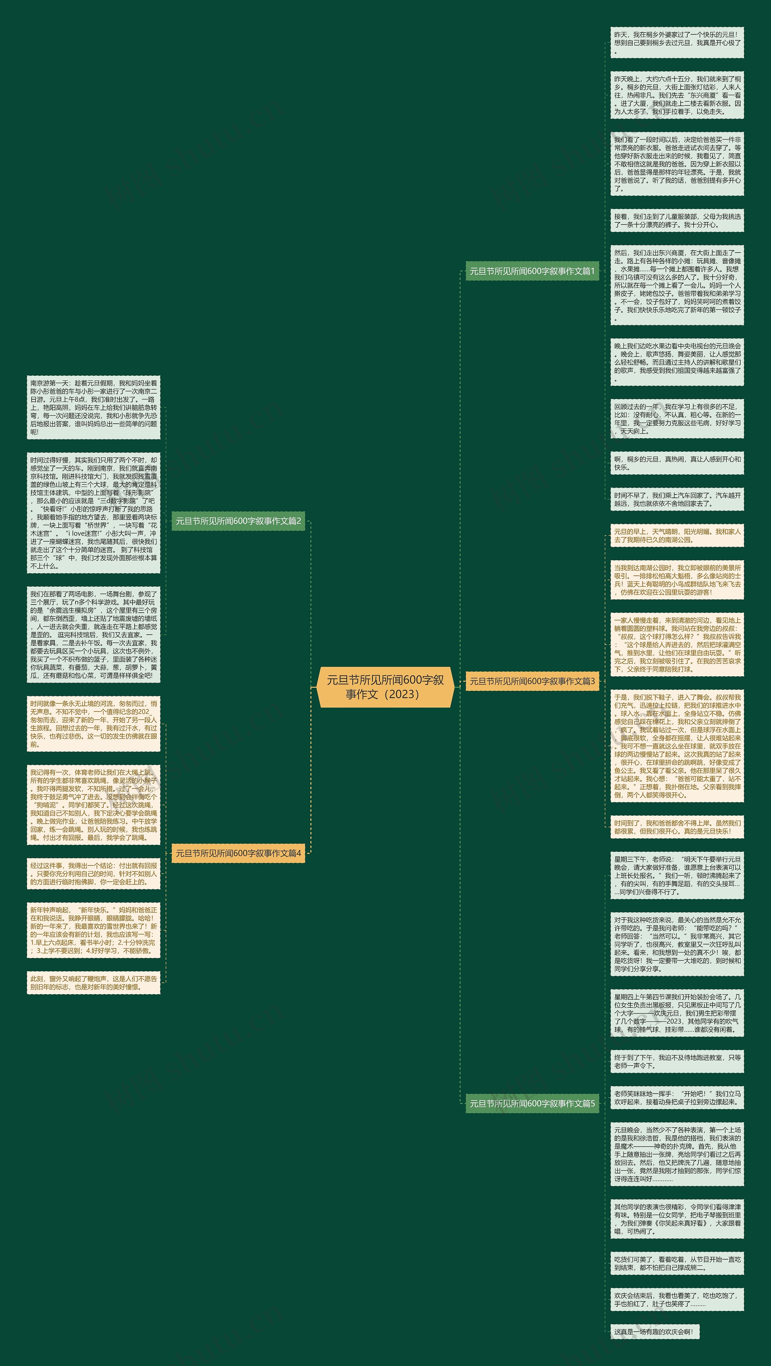 元旦节所见所闻600字叙事作文（2023）思维导图