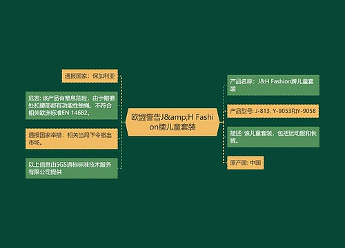 欧盟警告J&amp;H Fashion牌儿童套装