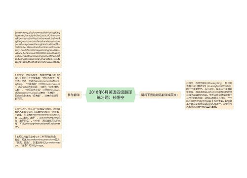 2018年6月英语四级翻译练习题：孙悟空