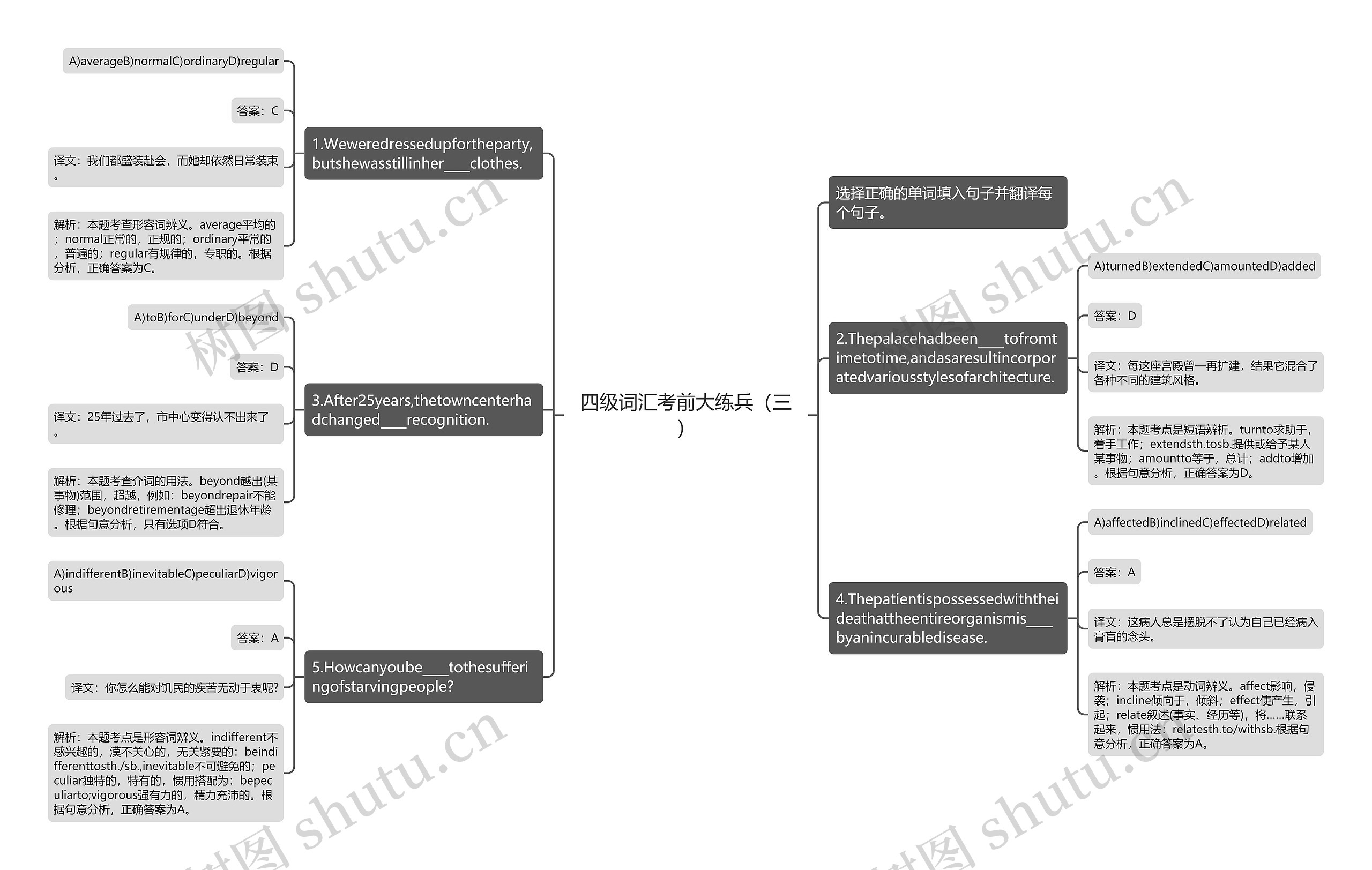 四级词汇考前大练兵（三）思维导图