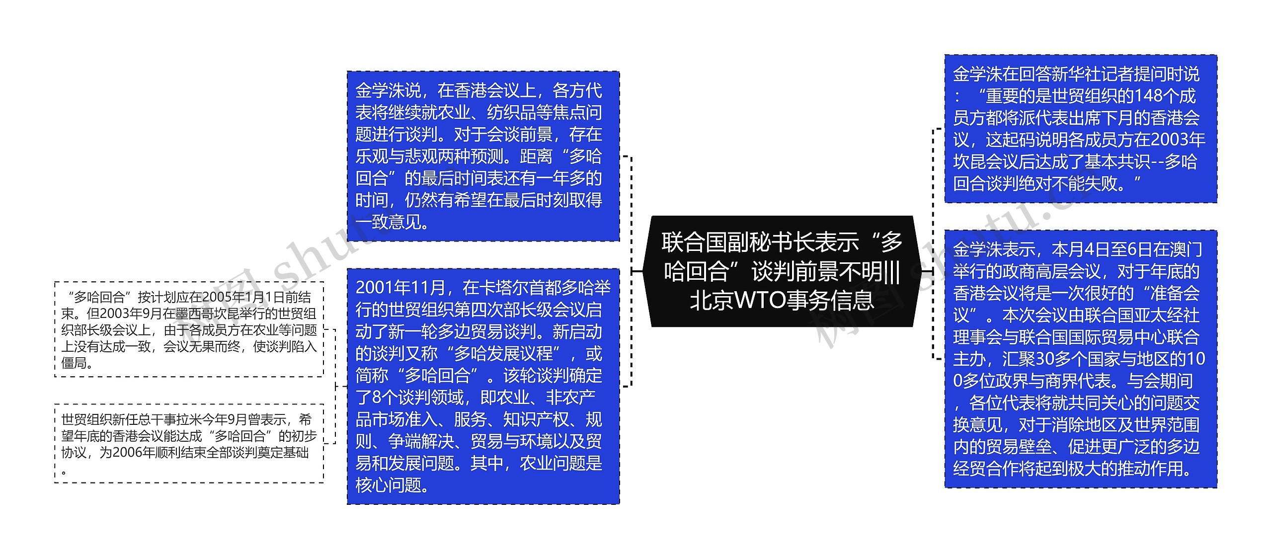 联合国副秘书长表示“多哈回合”谈判前景不明|||北京WTO事务信息思维导图