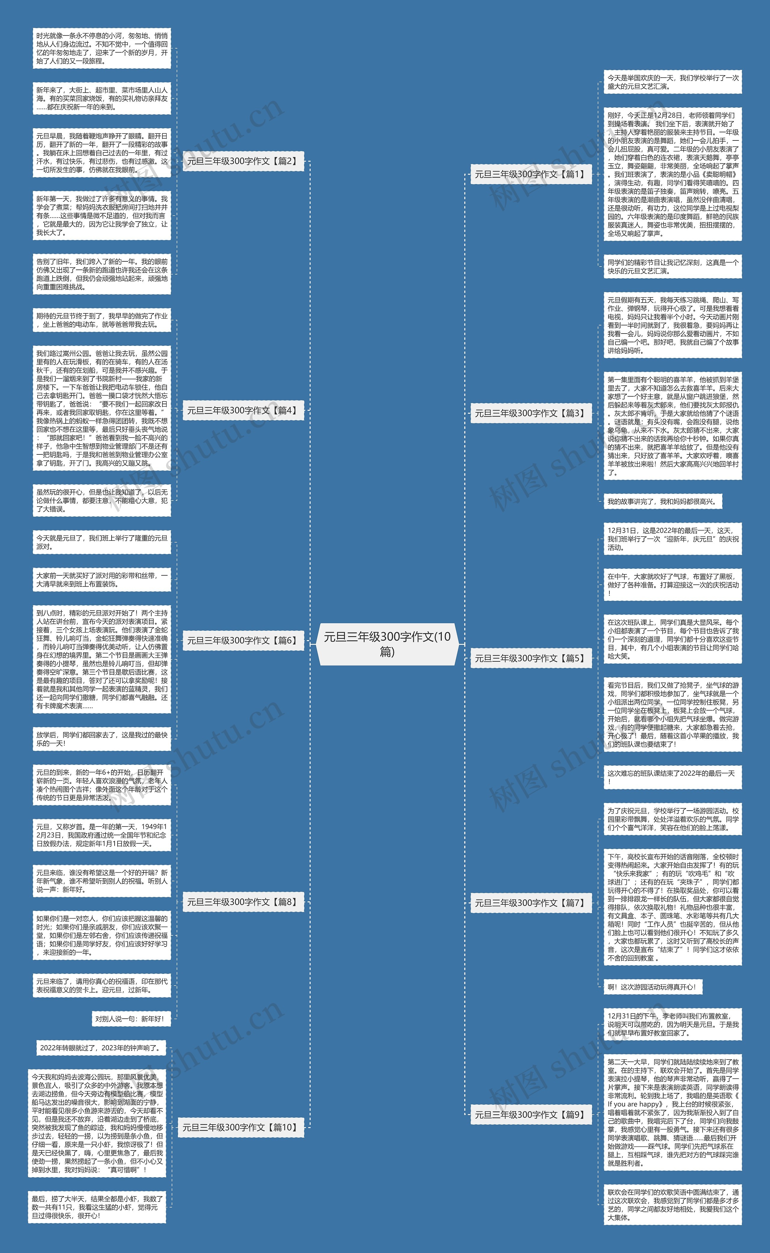 元旦三年级300字作文(10篇)思维导图