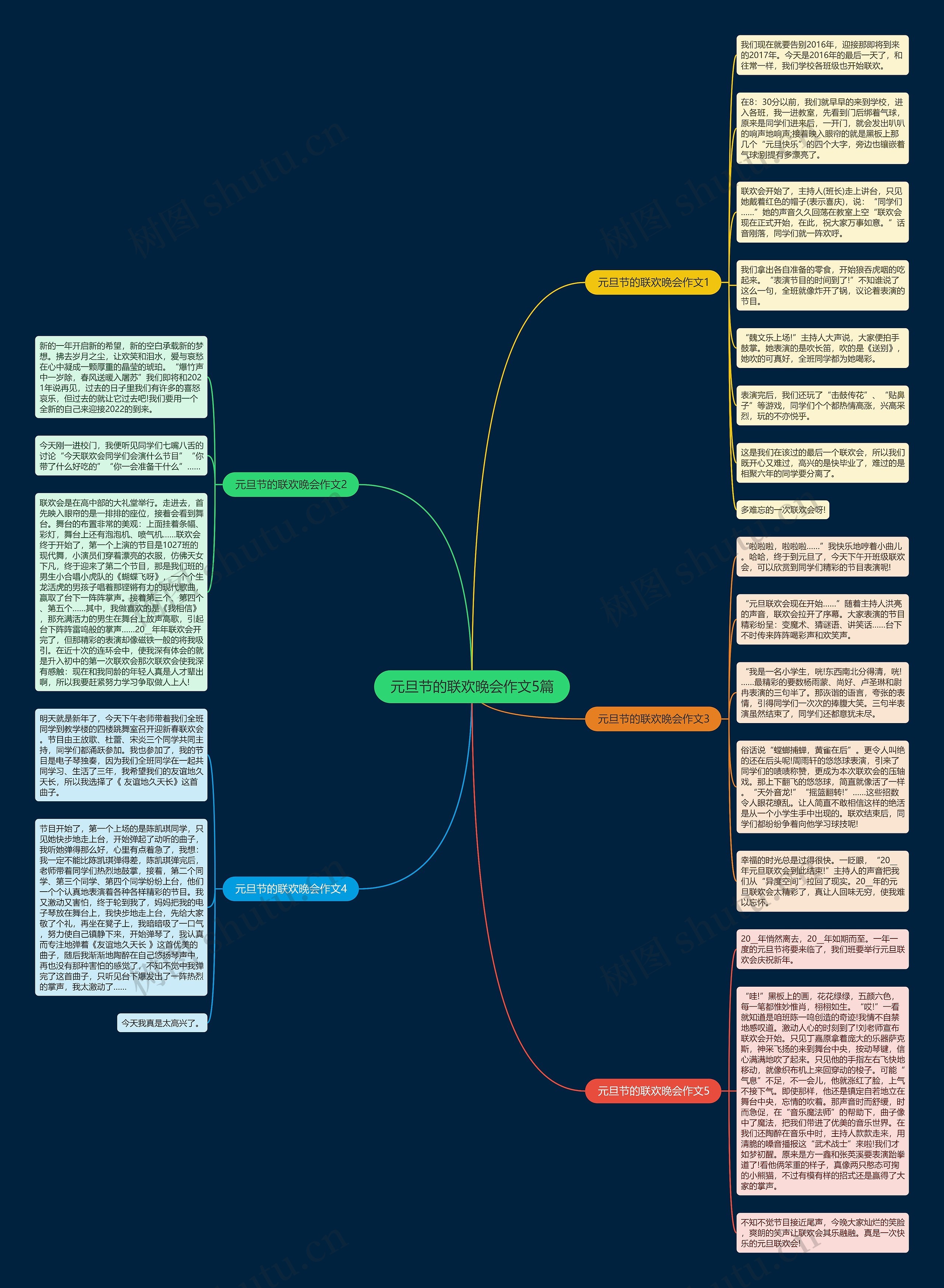 元旦节的联欢晚会作文5篇思维导图