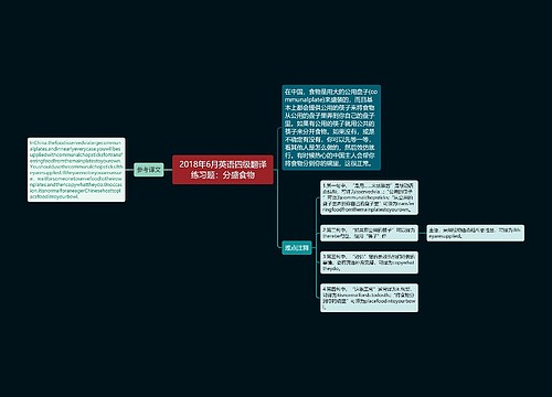 2018年6月英语四级翻译练习题：分盛食物