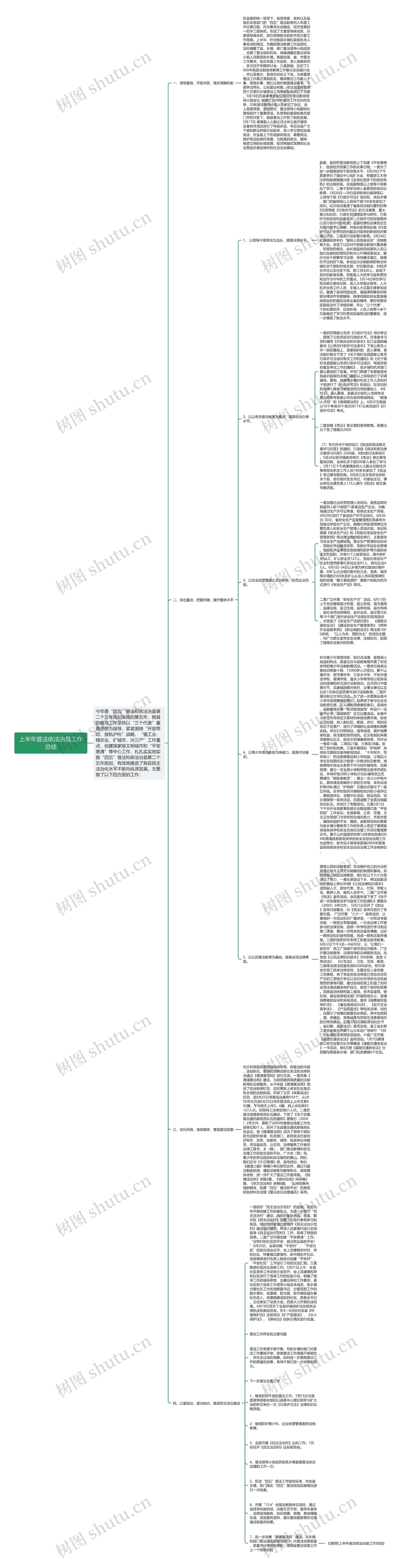 上半年普法依法治县工作总结思维导图